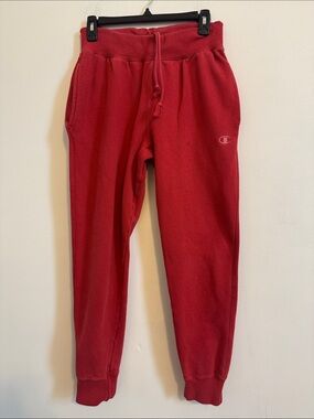 Champion Red Fleece Joggers with Logo
